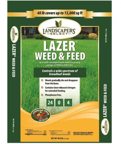 TurfCare 902729 Lazer Lawn Weed & Feed 24-0-4 Fertilizer 48 Lbs Weed Control Landscapers Select
