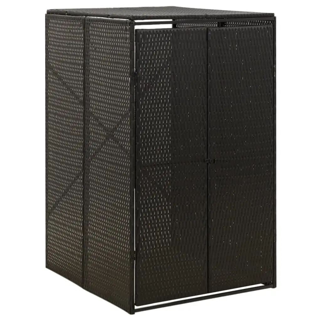 Single Wheelie Bin Shed Black 27.6x31.5x46.1 Inch Poly Rattan Outdoor Storage