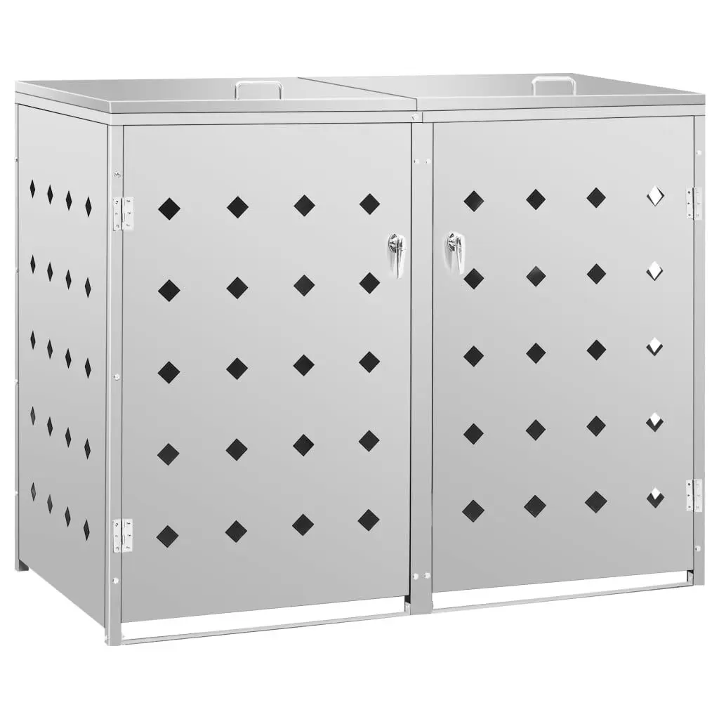 Double Wheelie Bin Shed 63.4 gal Stainless Steel Outdoor Storage Solution