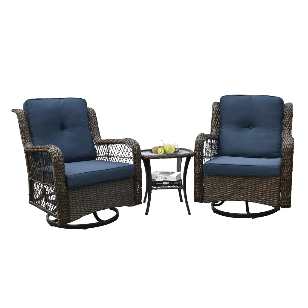 Outdoor Bistro Set 3 Pieces Resin Wicker Swivel Rocker Patio Furniture Set romantic furniture