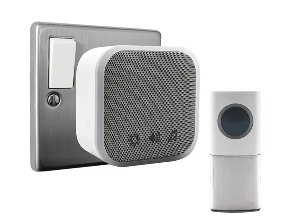 Powder-Coated Uni-Com Plug- Door Chime, Alabaster