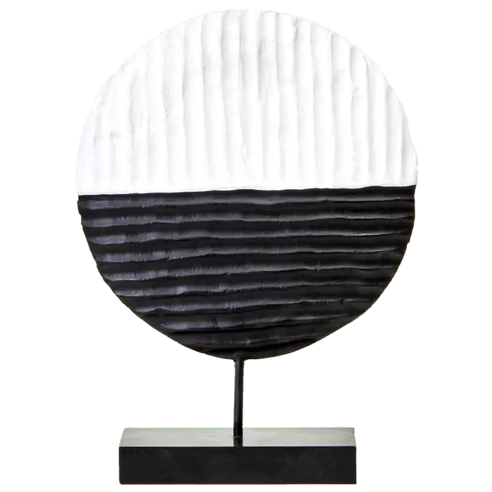 Zen Garden Fidel Round Sculpture - Onyx & White Mango Wood