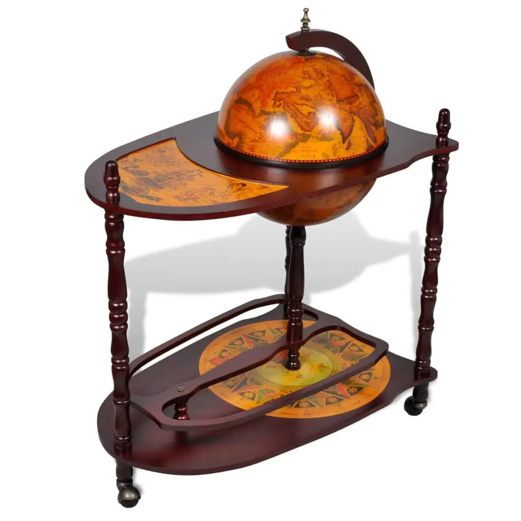 Globe Bar Wine Stand Eucalyptus Wood Freestanding Wine Rack