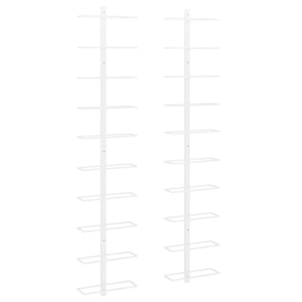 Wall-mounted Wine Rack 10 Bottles Set 2 White Metal Storage