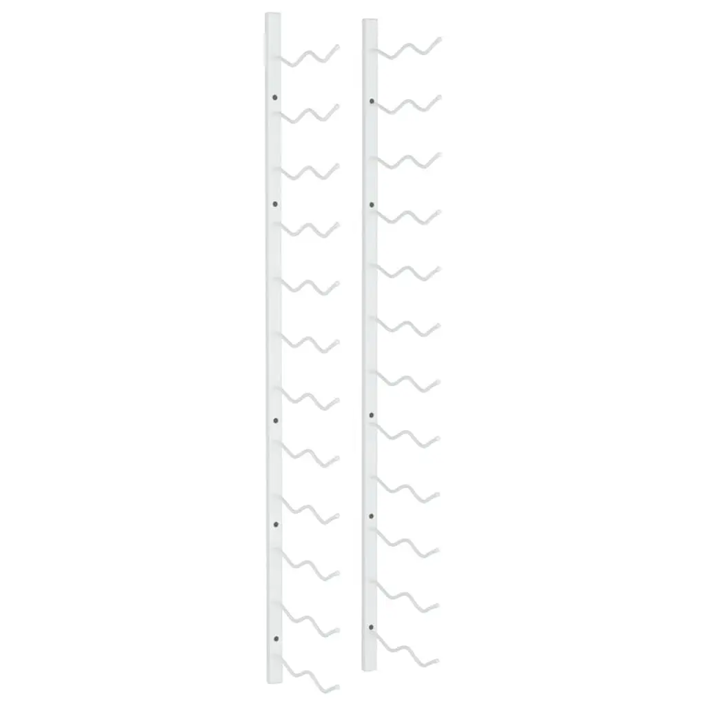 White Iron Wall Mounted Wine Rack Holds 24 Bottles Space Saving Storage