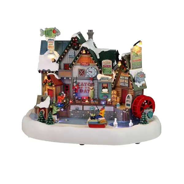 Lemax 25862 Christmas Birch Creek Ice Fishing Festival Polyresin Scene