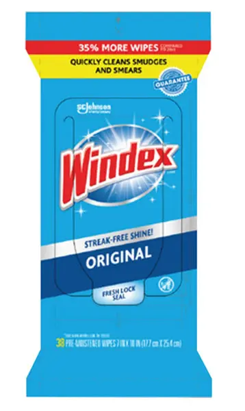 Windex 00296 Glass Cleaner Wipes 38 Count Streak-Free Shine