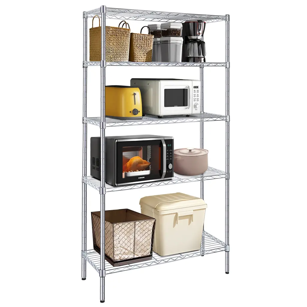 Heavy Duty Shelving Unit Wire Metallic Stackable Storage 5 Tier Shelf Organizer w1134dhs