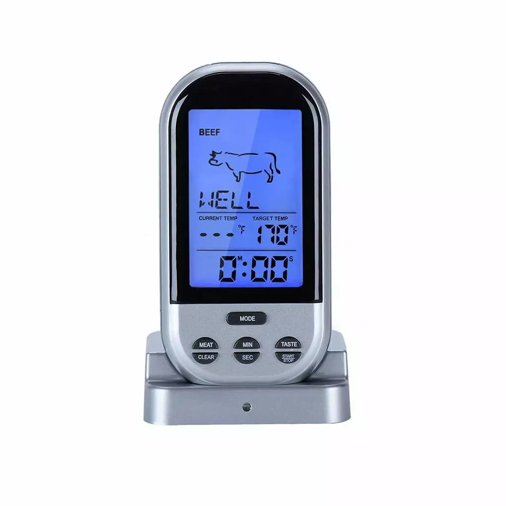 Wireless LCD Remote Thermometer BBQ Grill Meat Kitchen Oven Food Cooking Dual Probes