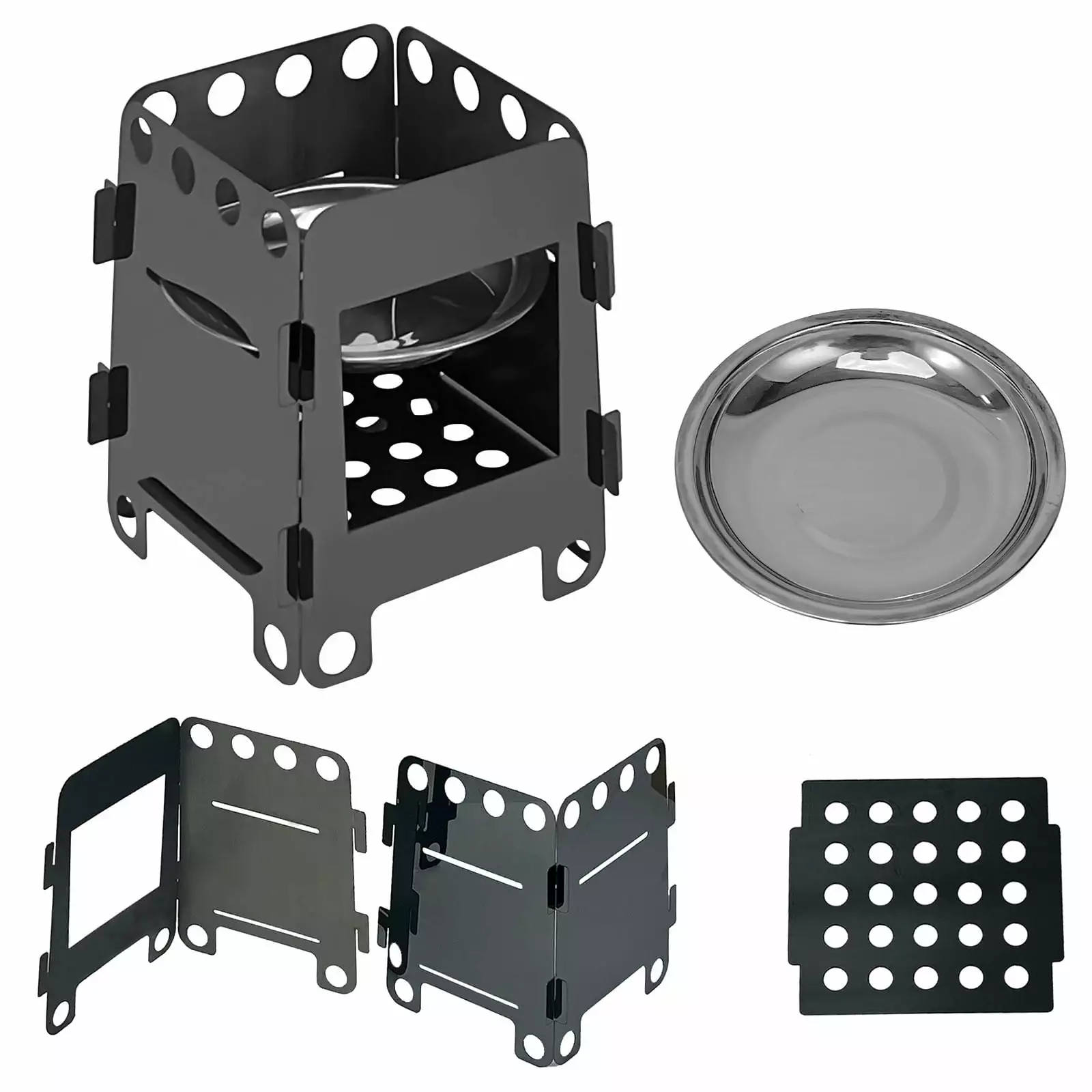 LMEEOR Wood Burning BBQ Grill Pan Tray Outdoor Camping Picnics and Backyard Parties A