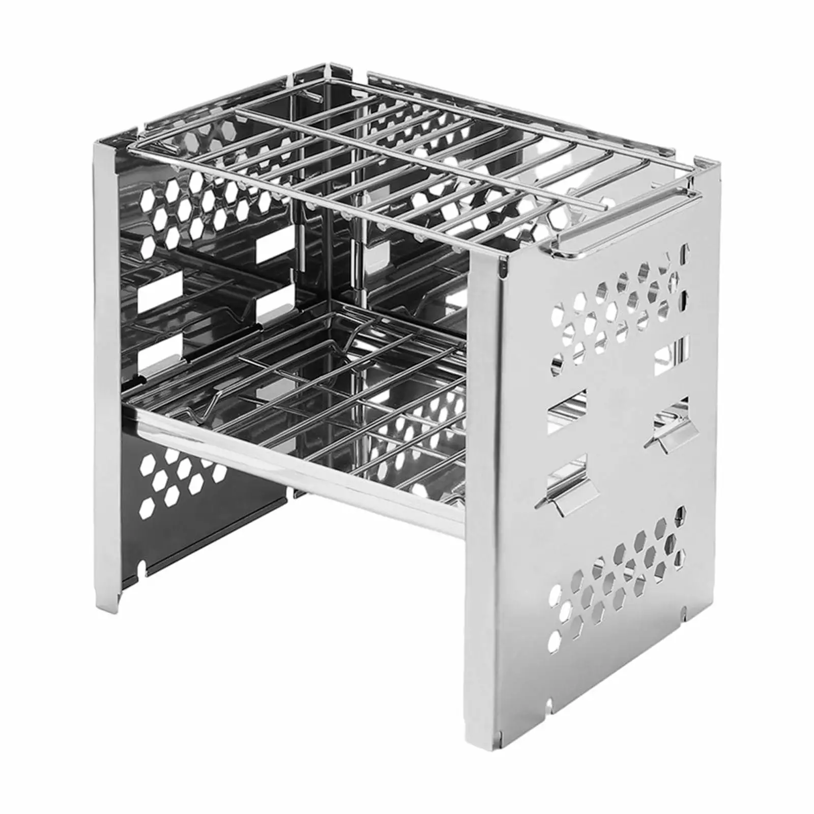 LMEEOR Folding Stainless Steel Wood Burning Stove Outdoor Camping BBQ Grill Picnic Hiking One