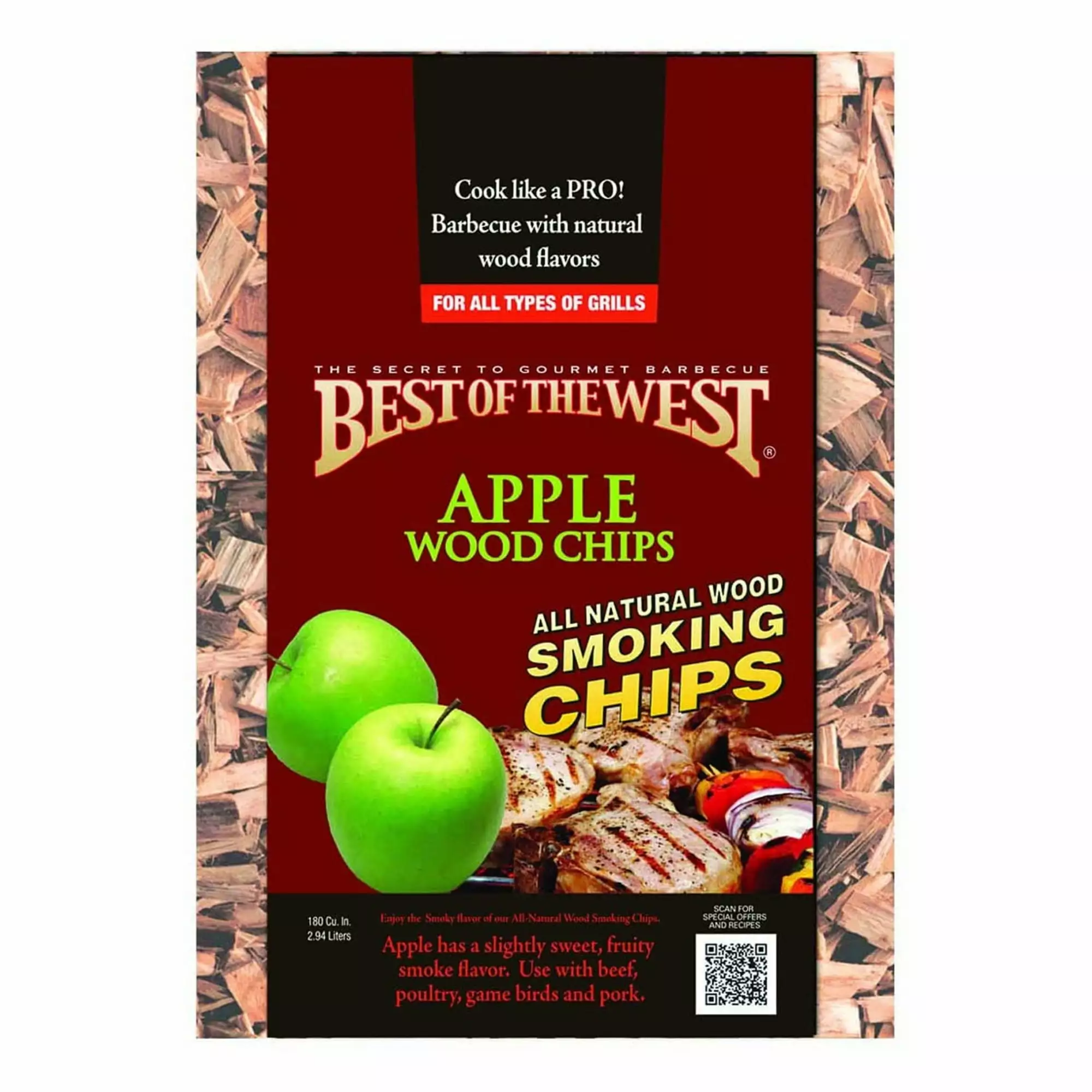 Best West All Natural Barbecue Apple Wood Smoking Chips 180 Cubic Inches 1