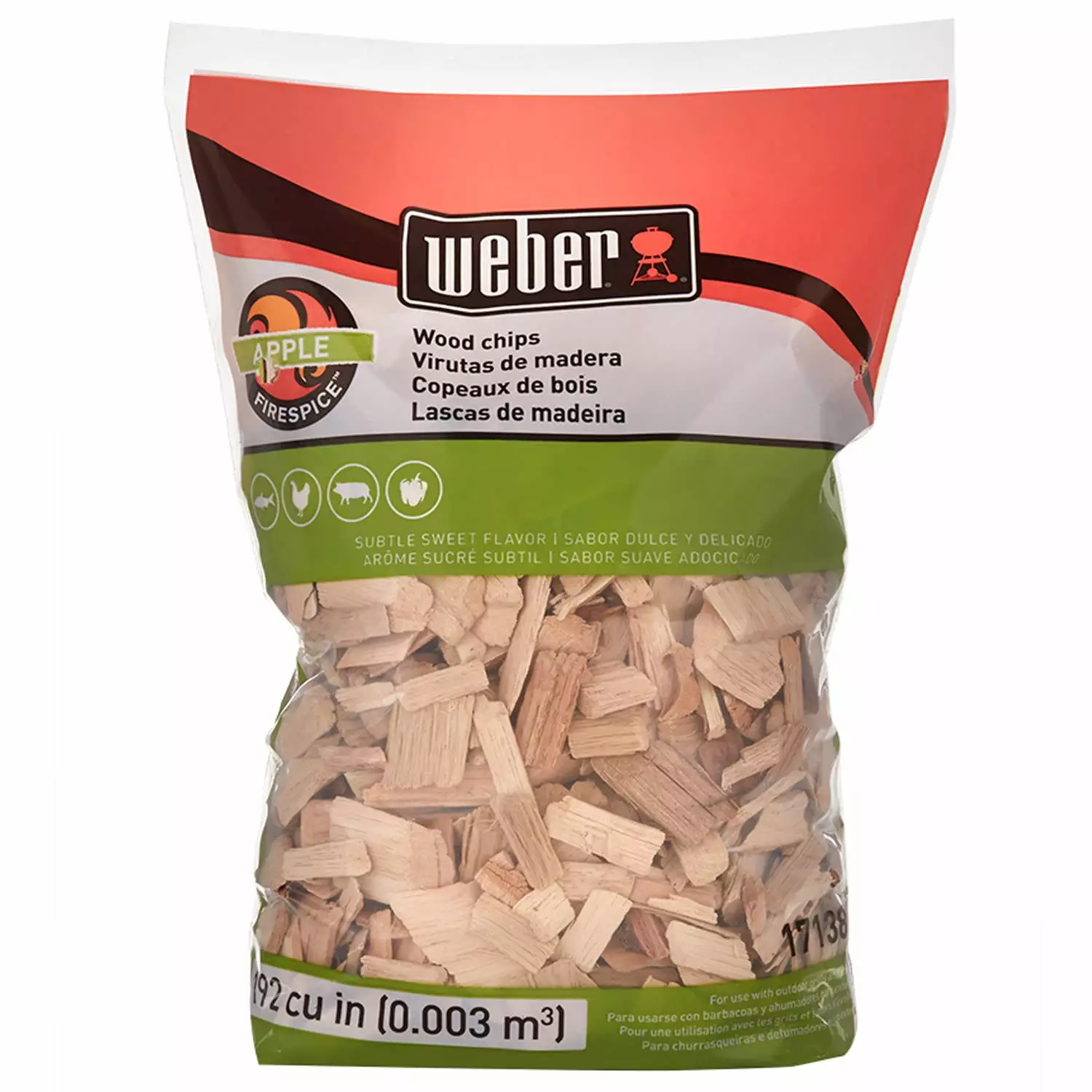 Weber Apple Wood Chips 192 Cu Bag Sweet Fruity Smoke Wood