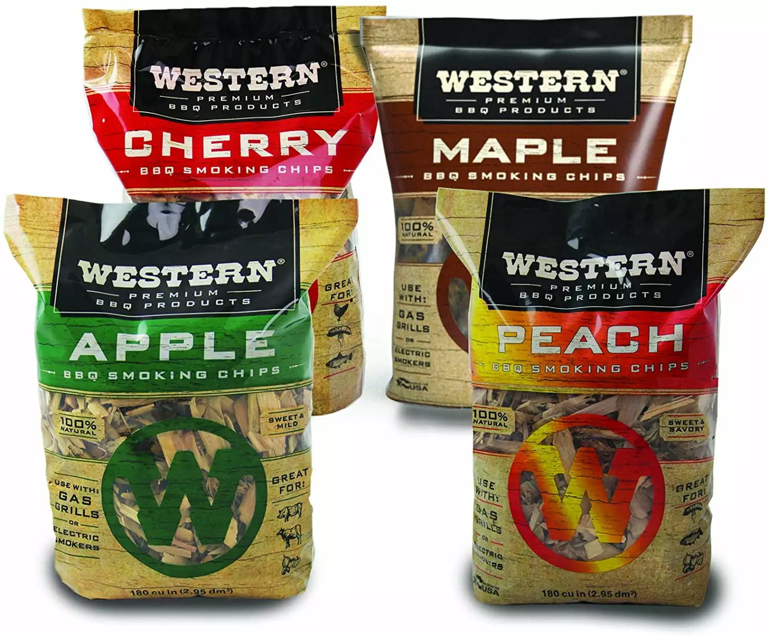 WESTERN 80485 BBQ Smoking Chips 4-Pack - All-Natural Wood Chips Grilling and Smoking 1
