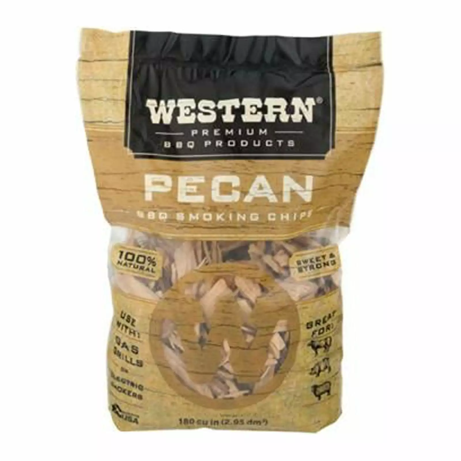 Western Luxury BBQ 78076 Grill Smoking Chips Pecan 180-Cu Pack 6 6