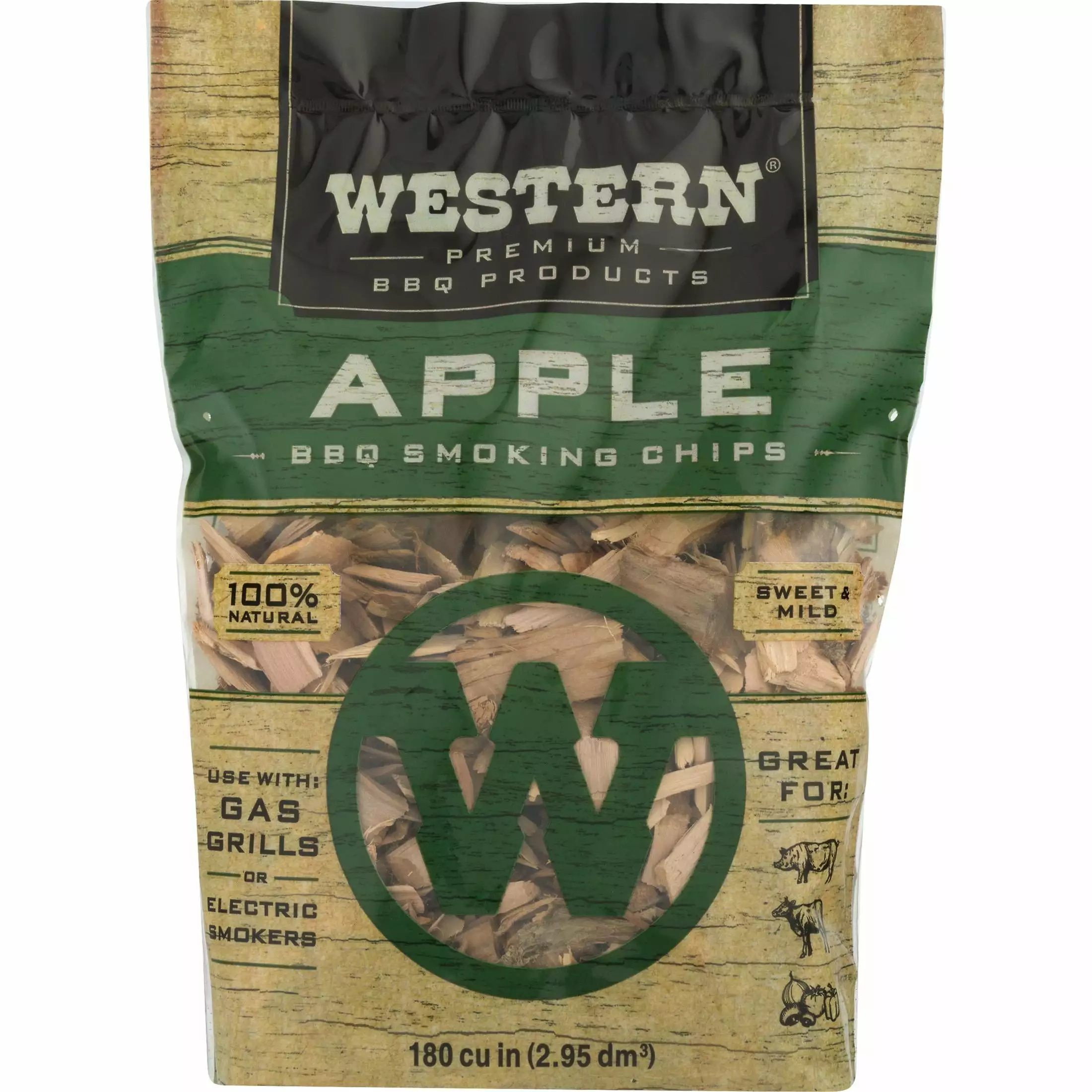Western Luxury BBQ Products Apple BBQ Smoking Chips 180 cu Natural Wood Flavor
