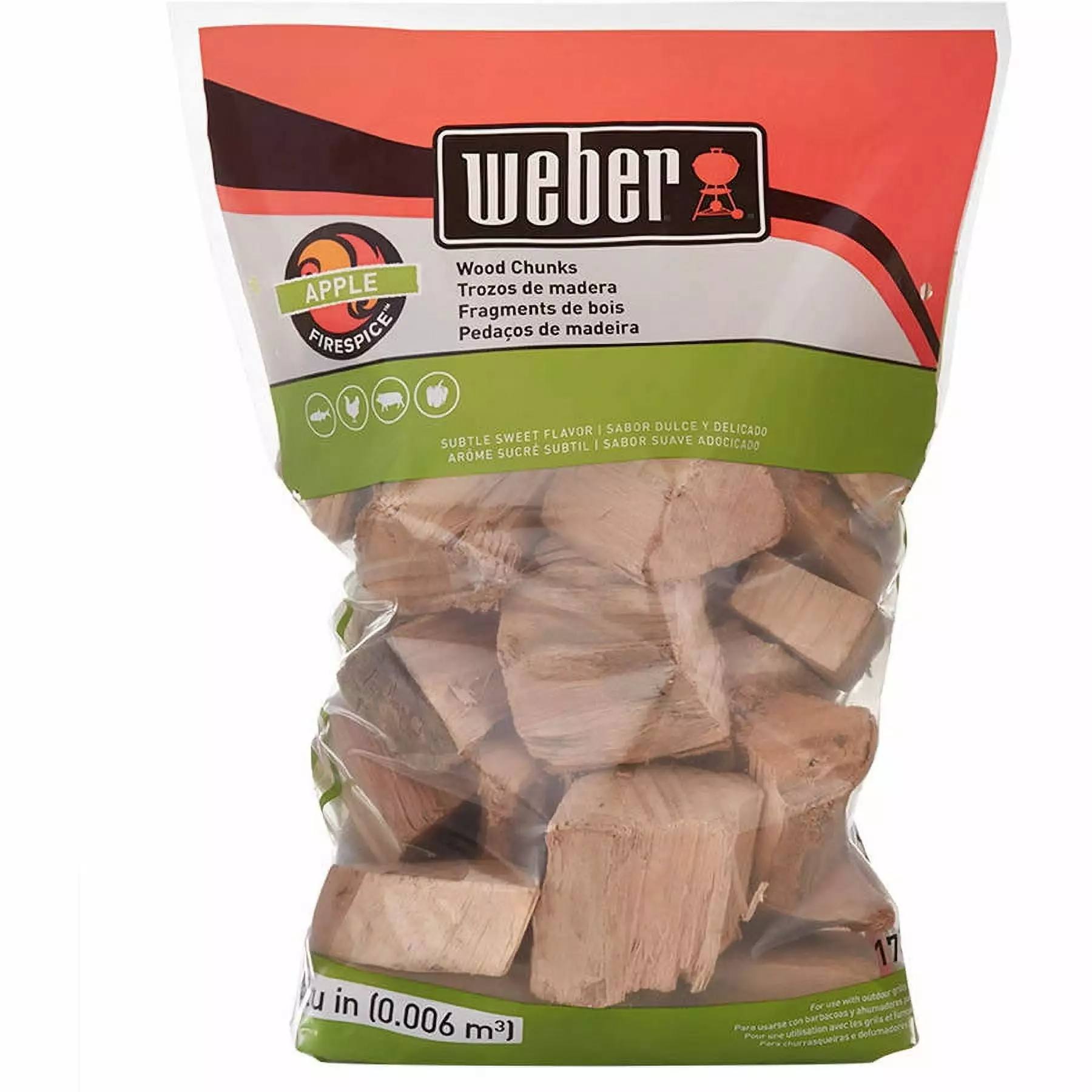Weber Apple Wood Chunks 350 Cu Bag Smoking and Grilling 1