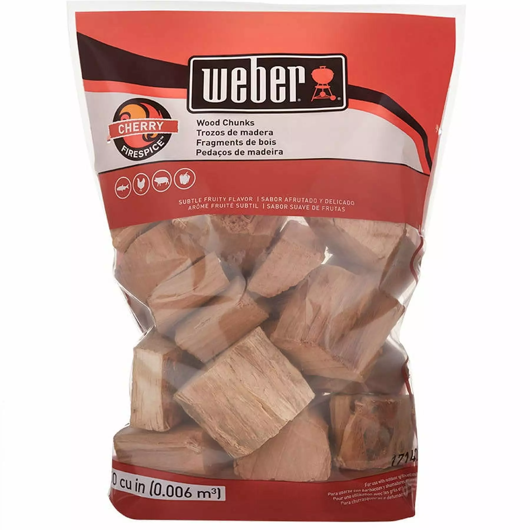 Weber Cherry Wood Chunks 350 Cu Bag Smoking and Grilling 4