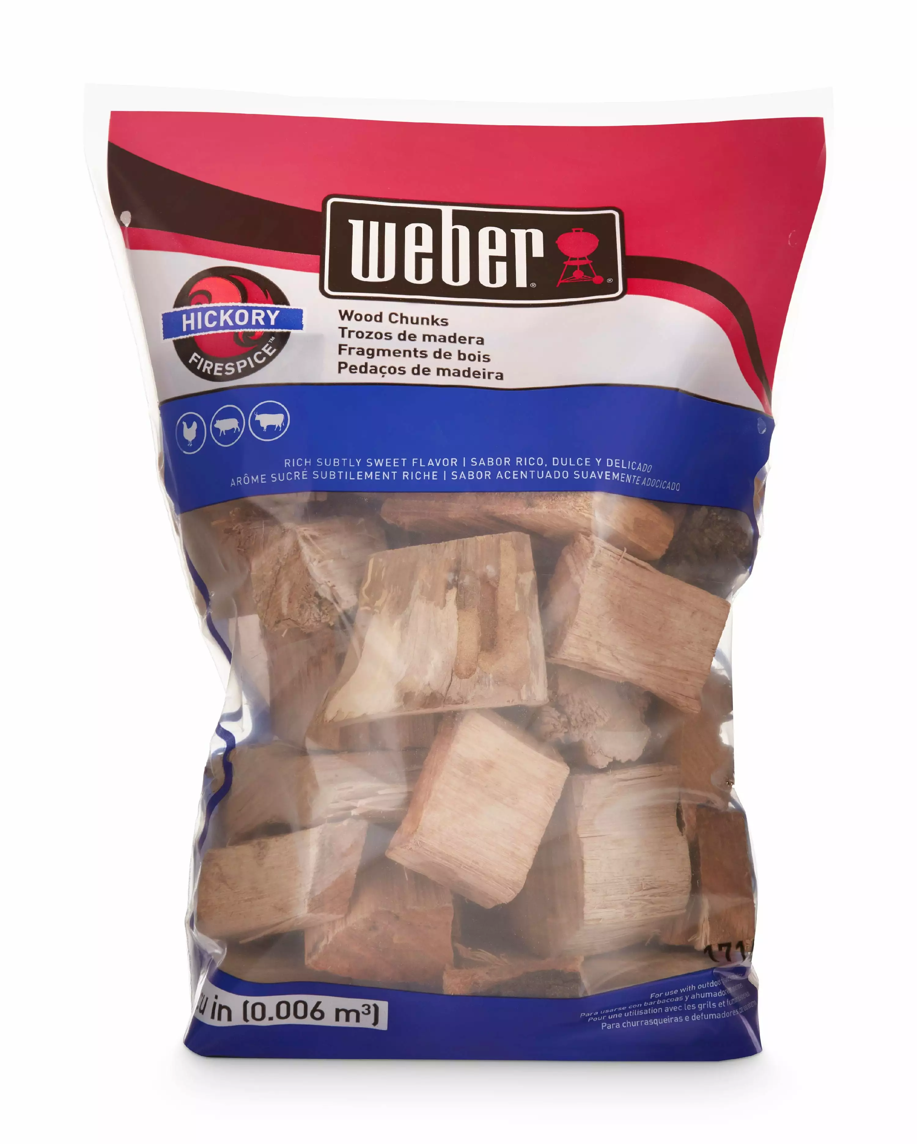 Weber Hickory Wood Chunks 350 Cu Bag Strong Smoky Flavor 4