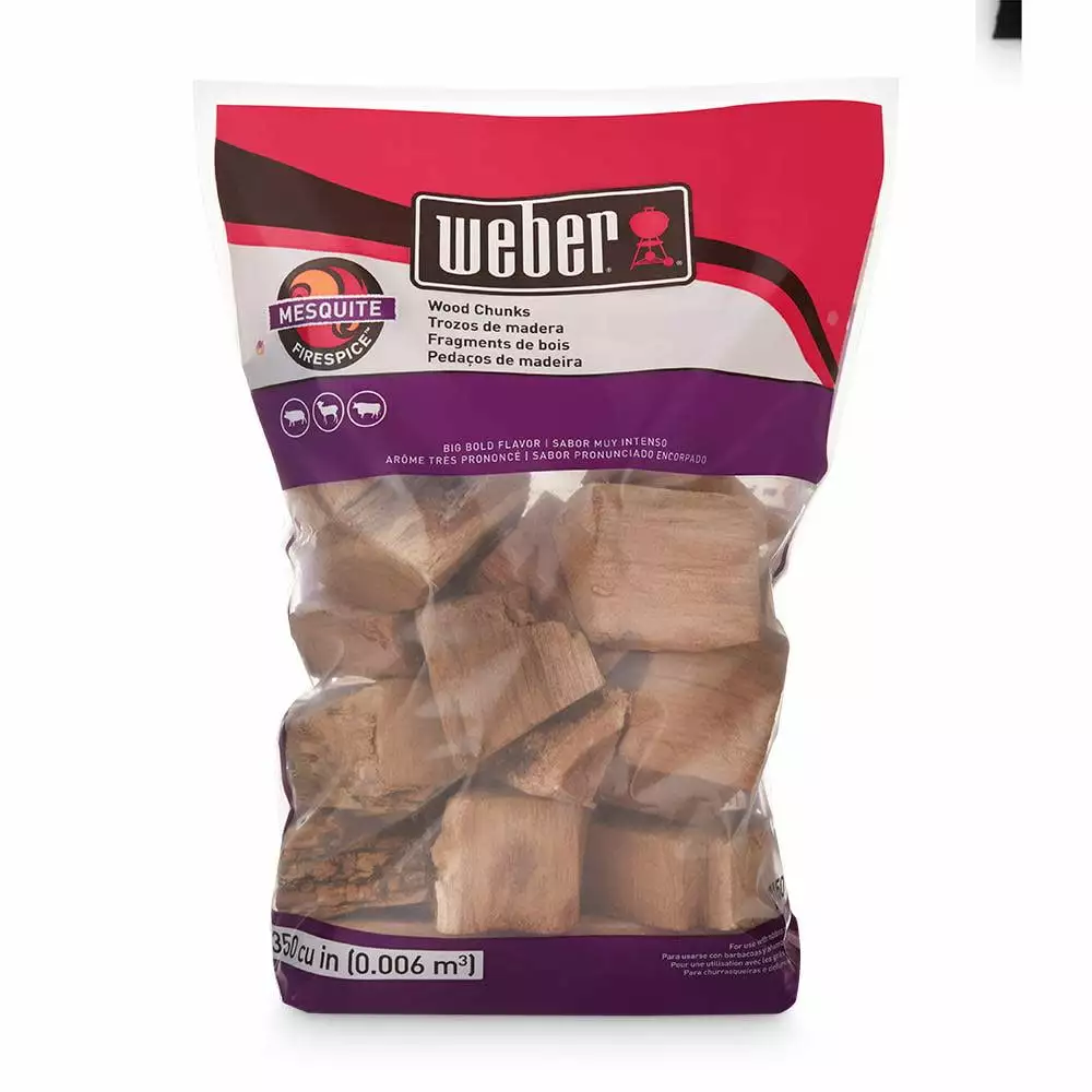 Weber Mesquite Wood Chunks 350 Cu Bag Smoking and Grilling 4