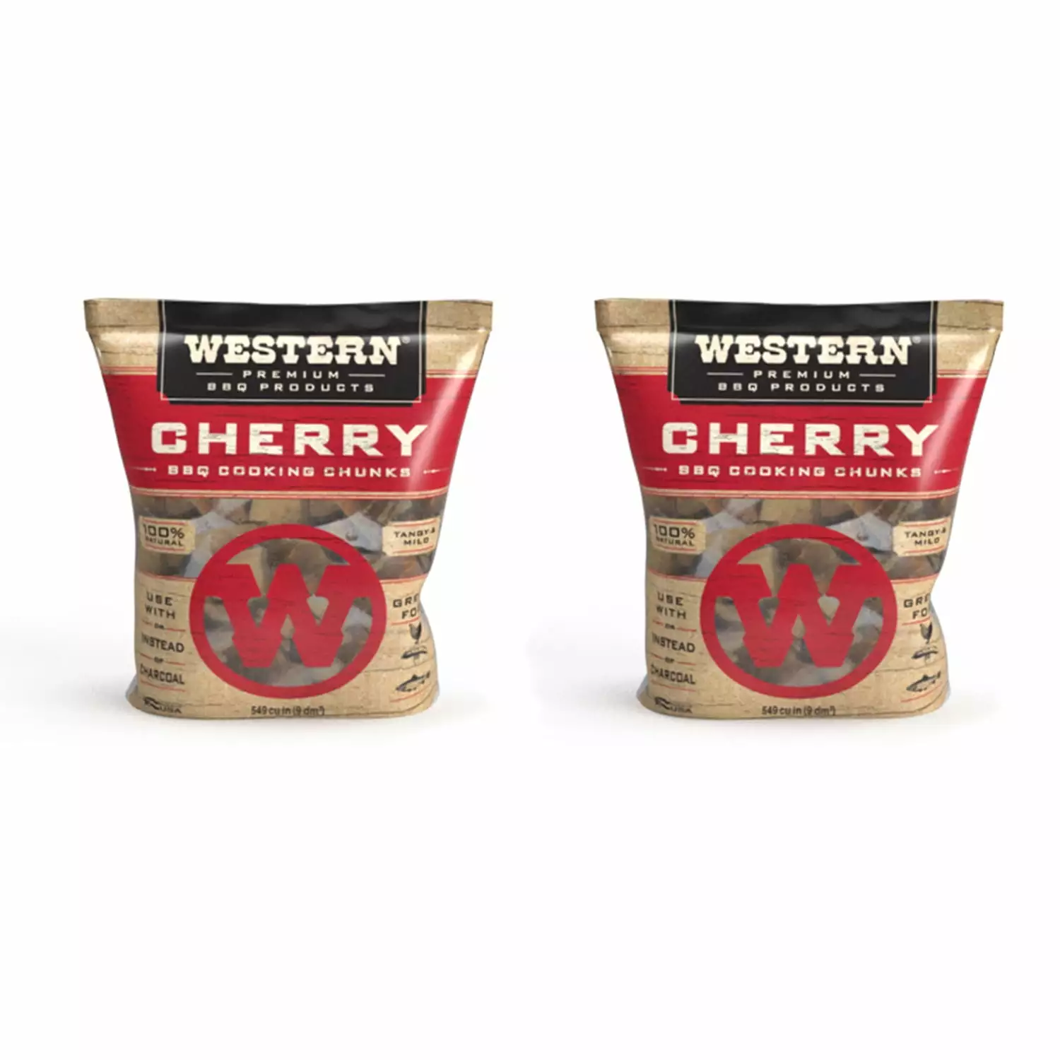 Western BBQ Smoking Barbecue Pellet Wood Cooking Chip Chunks Cherry (2-Pack) 2