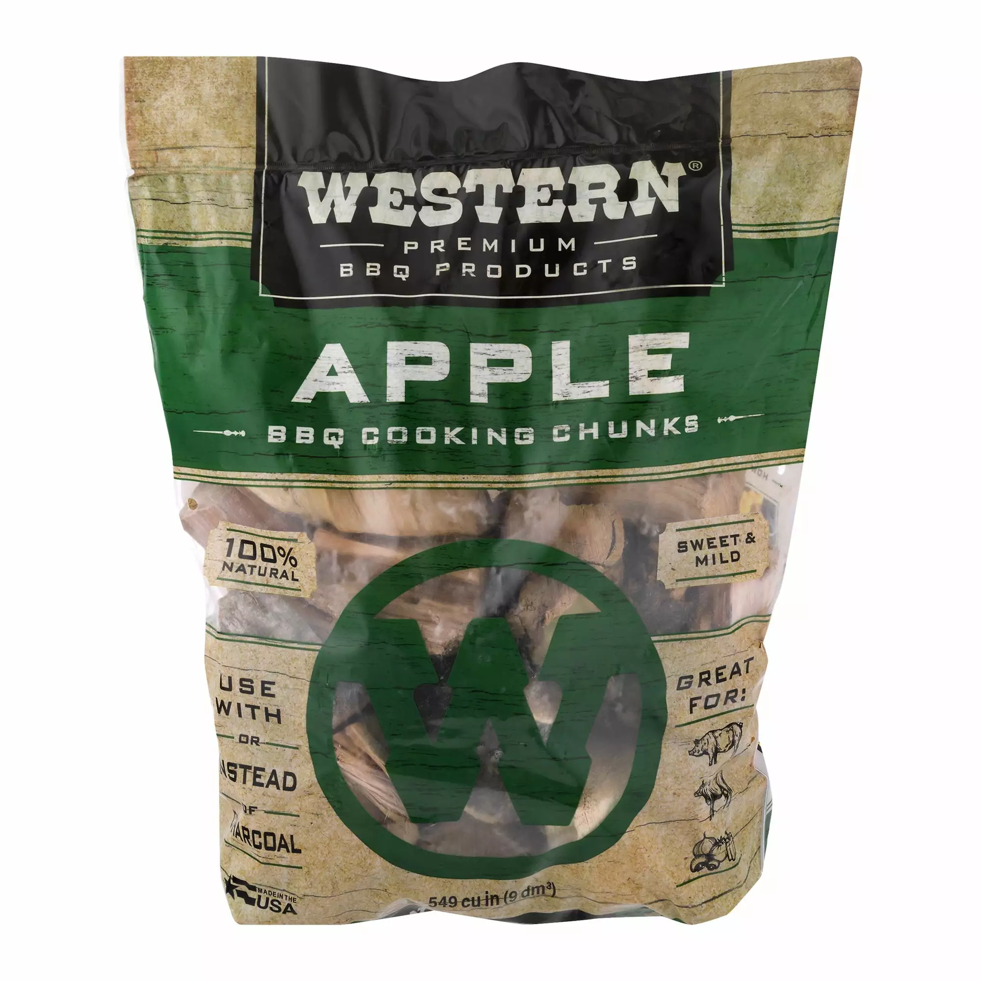 Western Luxury BBQ Products Apple BBQ Cooking Chunks 549 Cu Large Wood Pieces