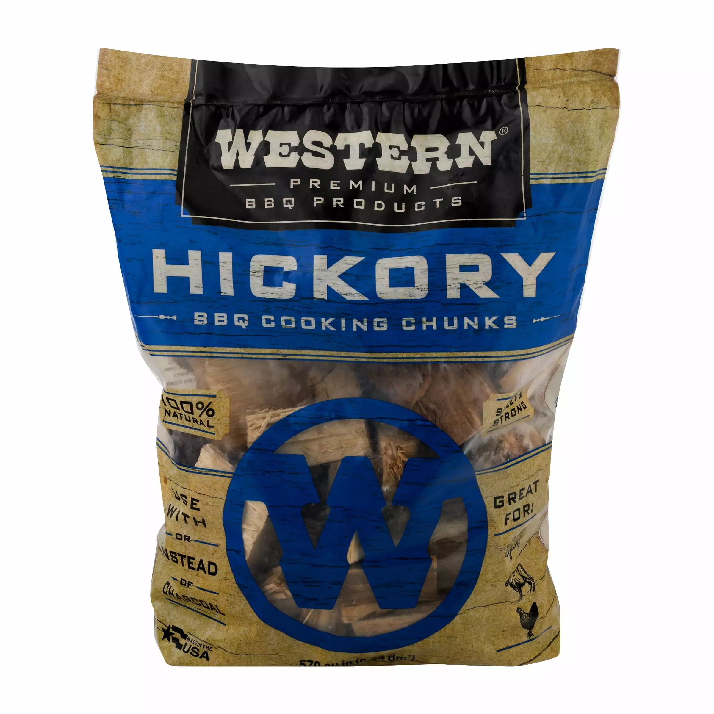 Western Luxury BBQ Products Hickory BBQ Cooking Chunks 570 Cu 1
