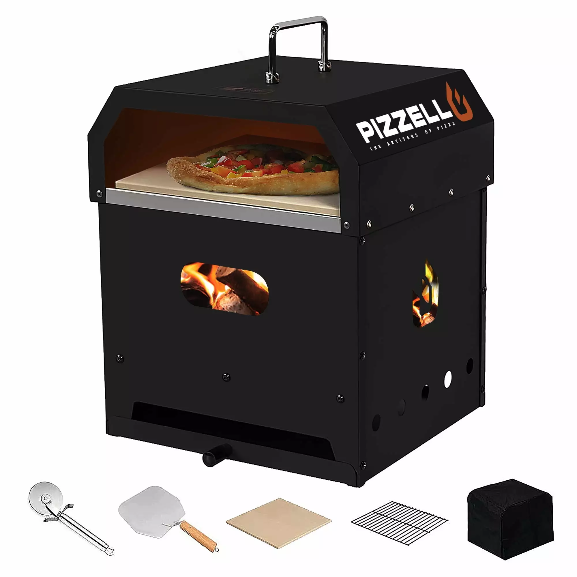 Pizzello 4 1 Outdoor Pizza Oven Detachable Layers Pizza Stone and Cooking Grill Grate 12
