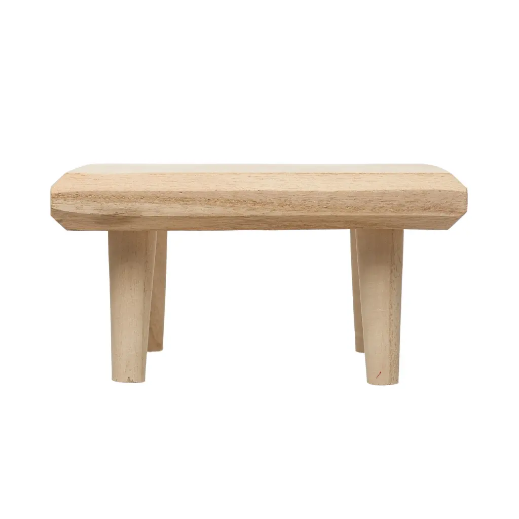 Bloomingville Paulownia Wood Footed Pedestal Cream Home Decor