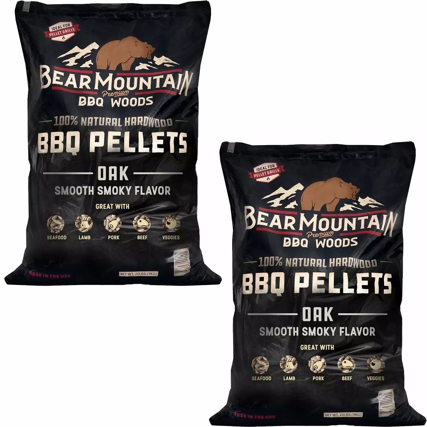 Bear Mountain BBQ All Natural Hardwood Oak BBQ Smoker Pellets 20 lbs 2 Pack