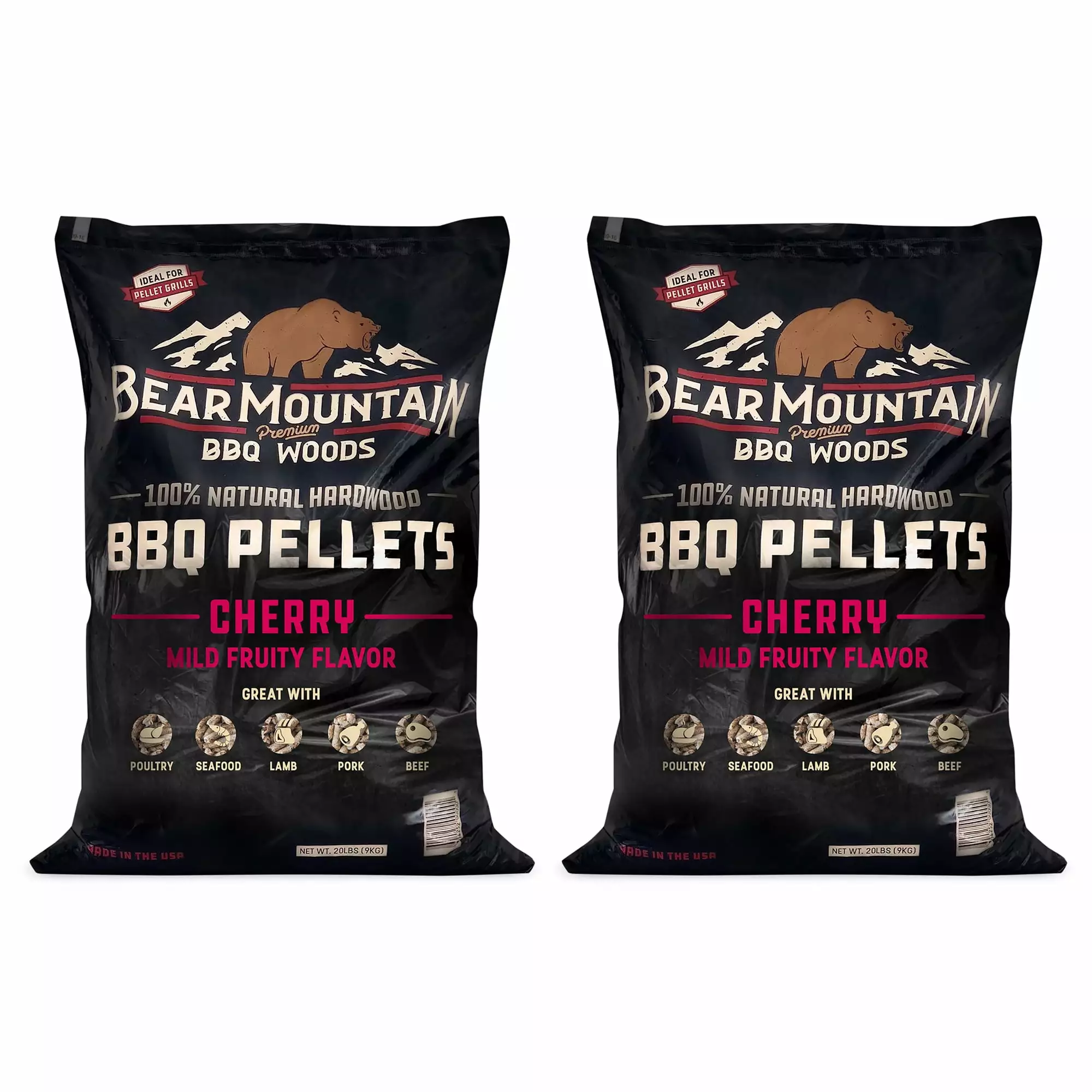 Bear Mountain BBQ Natural Hardwood Cherry Smoker Pellets 20 lbs 2 Pack