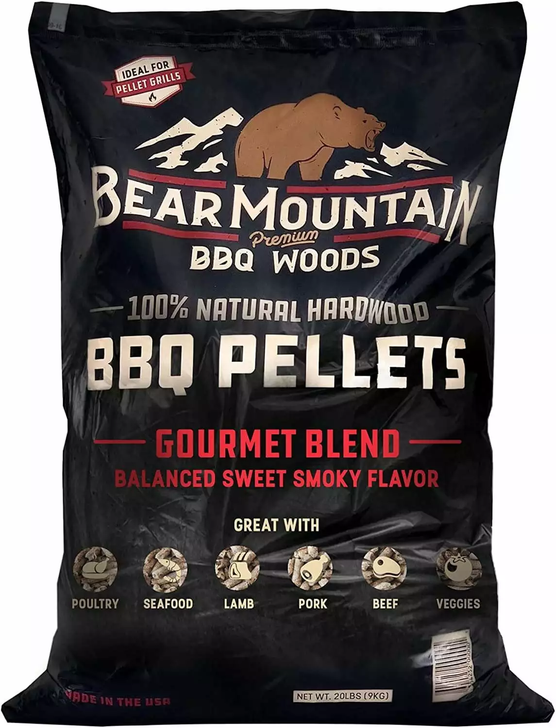 BEAR MOUNTAIN Luxury BBQ WOODS 100% All-Natural Hardwood Pellets - Gourmet Blend (20 lb. Bag) Pellet Smokers and Outdoor G...