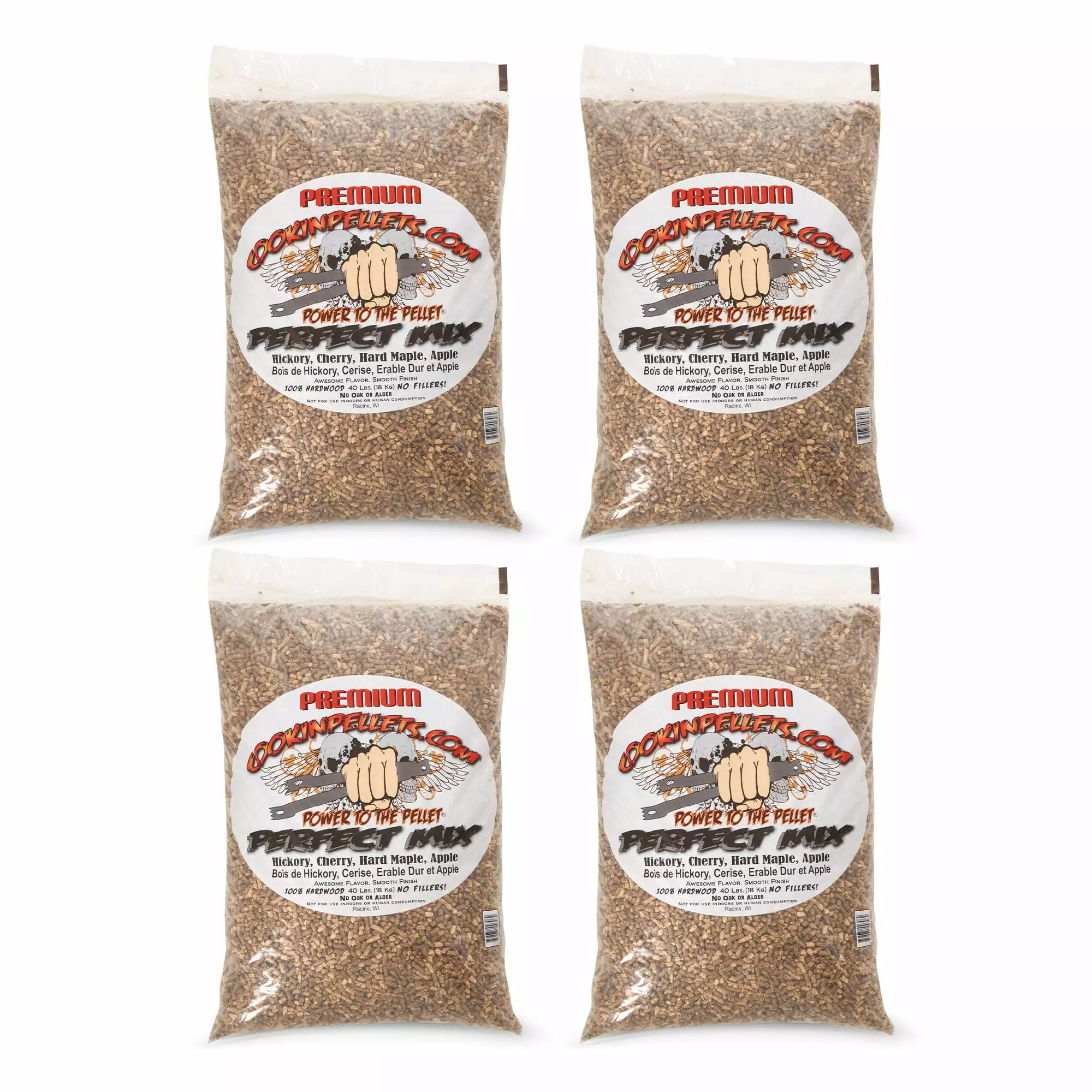 CookinPellets 40 Lb Perfect Mix Hickory Cherry Maple Apple Wood Pellets 4 Pack