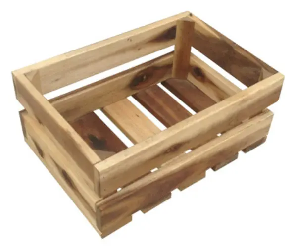 Avera Acacia Wood Crate Style Planter Rectangle 11.5 x 4.5 Inch