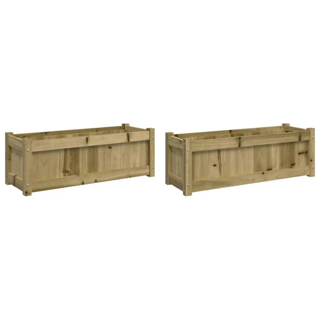 2 Pack Impregnated Pine Wood Garden Planters Outdoor Plants