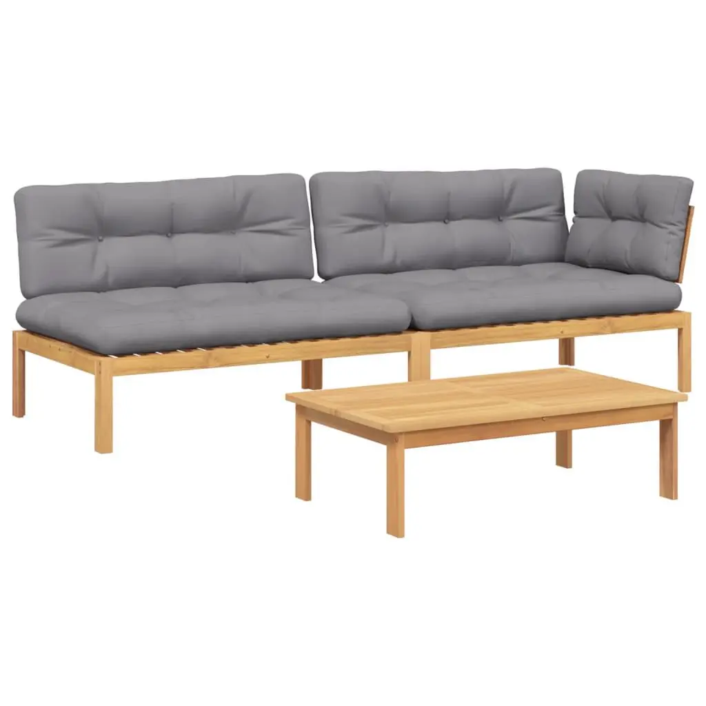 3 Piece Patio Pallet Sofa Set Cushions Solid Wood Acacia Outdoor