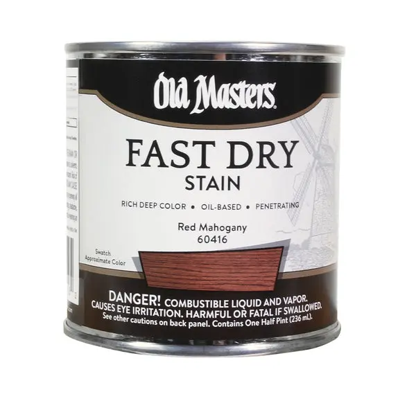 Old Masters 60416 Oil Based Fast Dry Stain, Red Mahogany, 1/2 Pint - Vibrant Color Wood Finishing