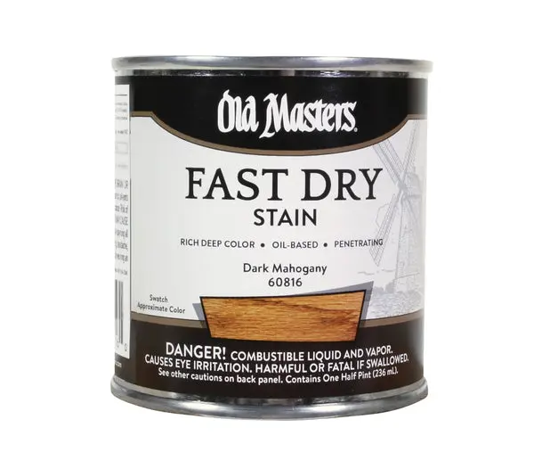 Old Masters 60816 Oil Based Fast Dry Stain, Dark Mahogany, 1/2 Pint - Premium Wood Stain Furniture and Decks