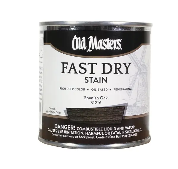 Old Masters 61216 Oil Based Fast Dry Stain, Spanish Oak, 1/2 Pint - Rich Color Small Wood Projects