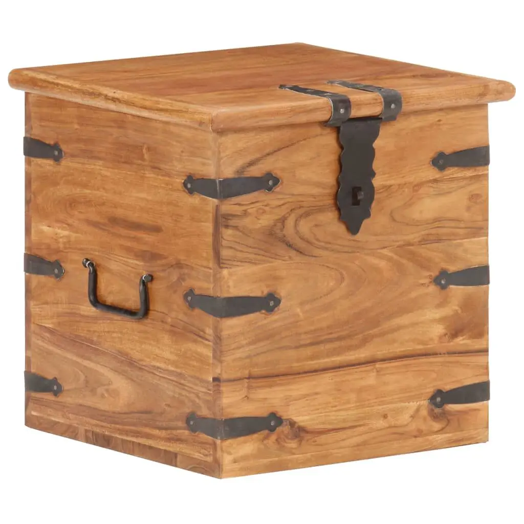 Chest 15.7x15.7x15.7 Inches Solid Acacia Wood Decorative Storage Box