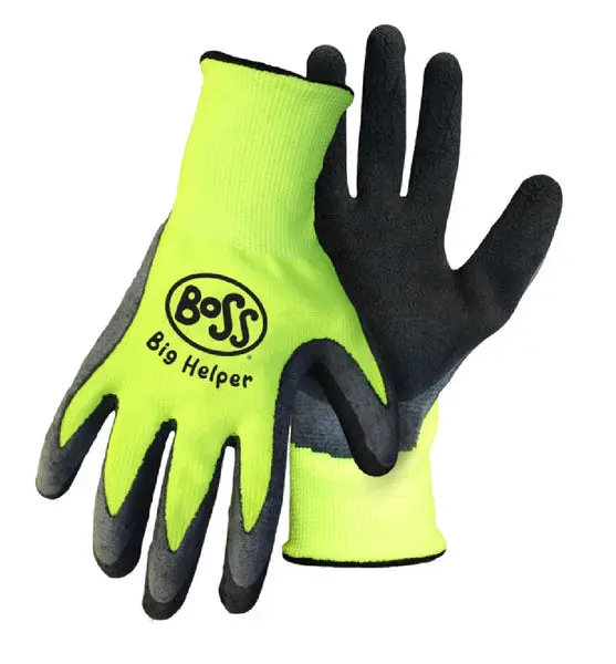 Boss 8412K Kids Big Helper High Visibility Nylon Knit Latex Palm Work Gloves
