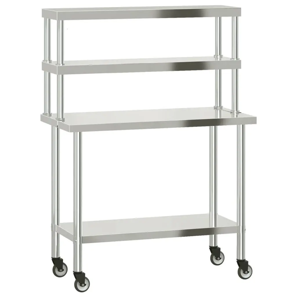 Kitchen Work Table Overshelf 43.3x21.7x59.1 Inches Stainless Steel Prep Table