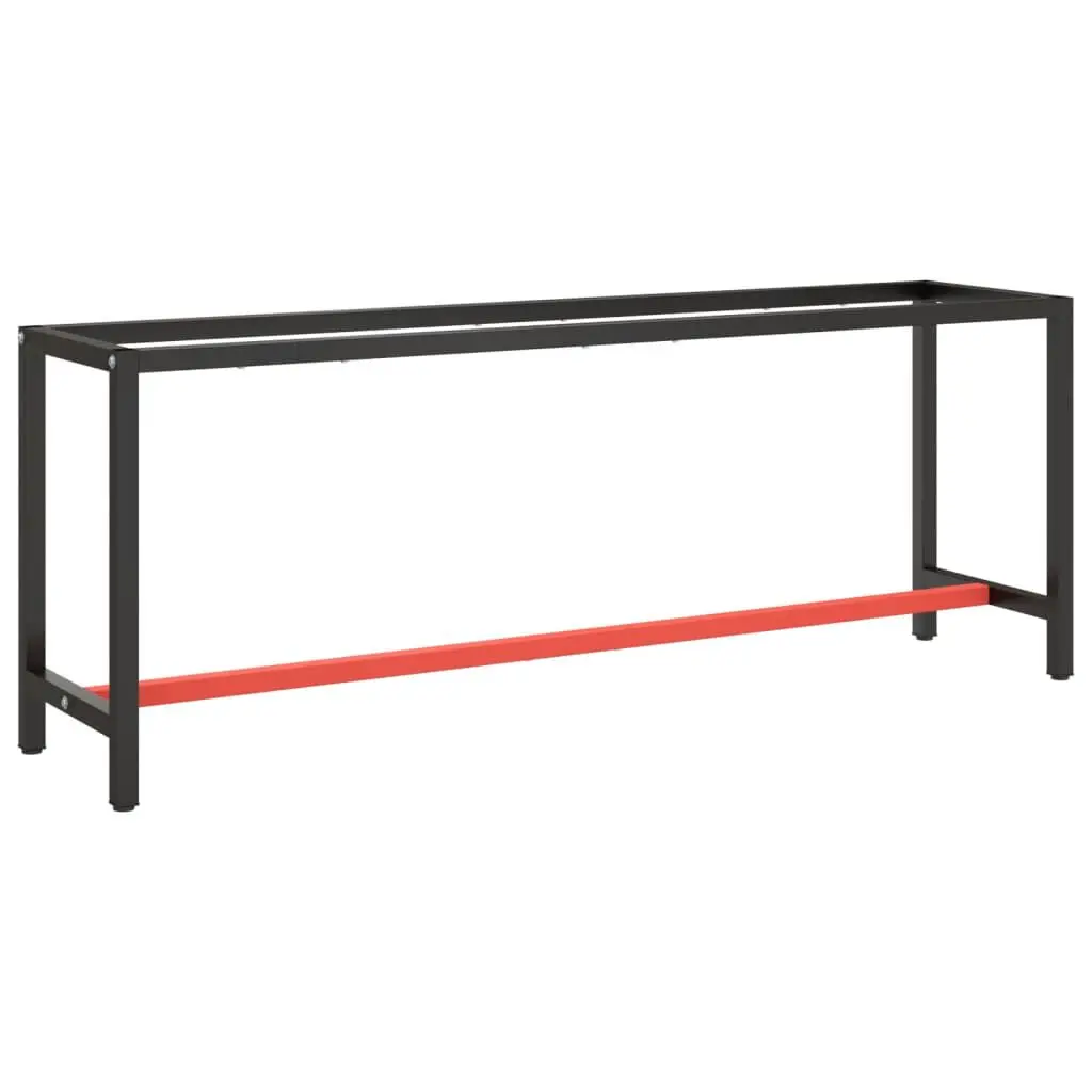 82.7x19.7x31.1 Inch Matte Black and Red Metal Work Bench Frame