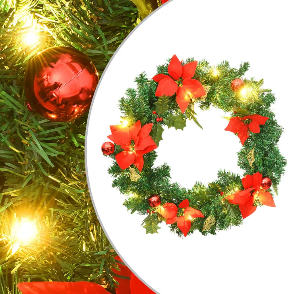 Christmas Wreath LED Lights Green 23.6 Inches PVC Holiday Decor