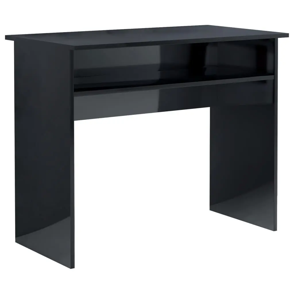 35.4x19.7x29.1 Inch High Gloss Black Engineered Wood Desk Modern Writing Table